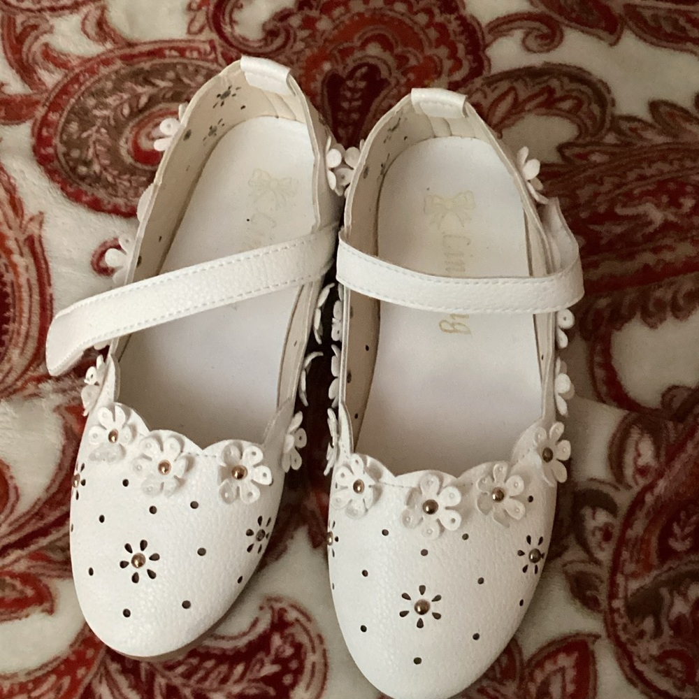 White Floral Kids Shoes